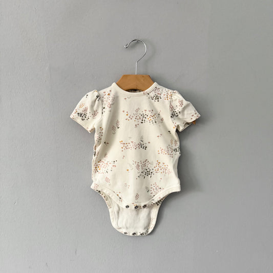 Pehr / White pink floral onesie / 3-6M