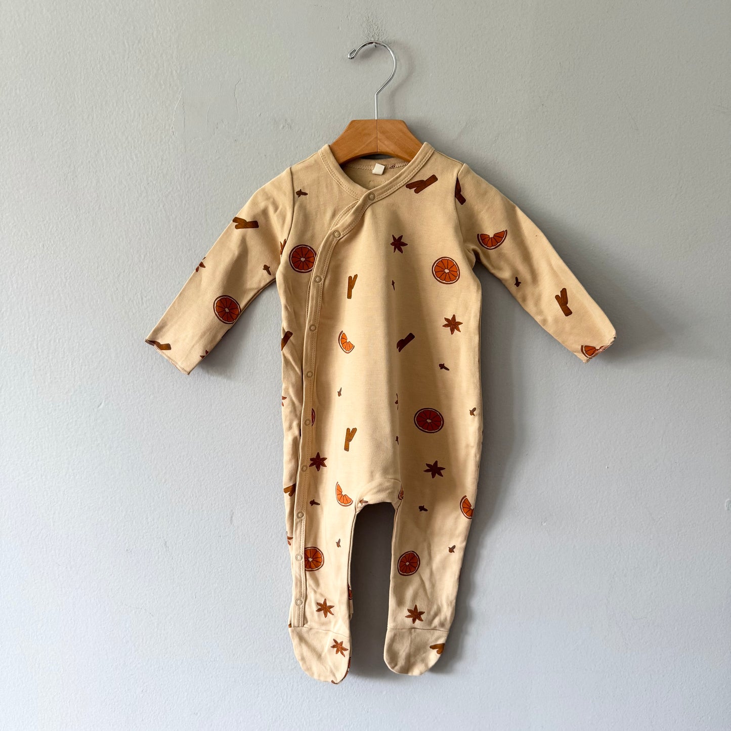 Organic Zoo / Beige x orange romper / 6-12M