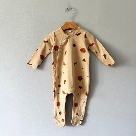 Organic Zoo / Beige x orange romper / 6-12M
