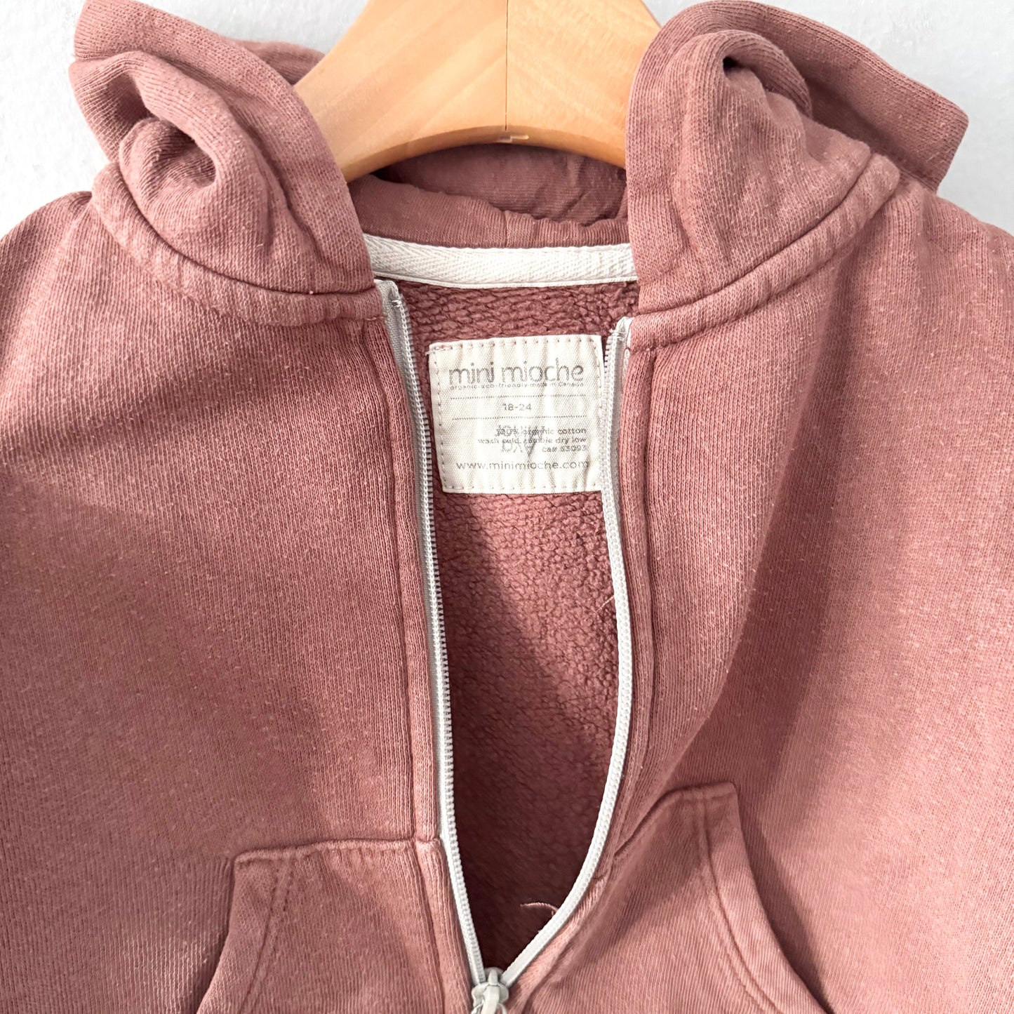 Mini mioche / Brown zip up hoodie / 18-24M