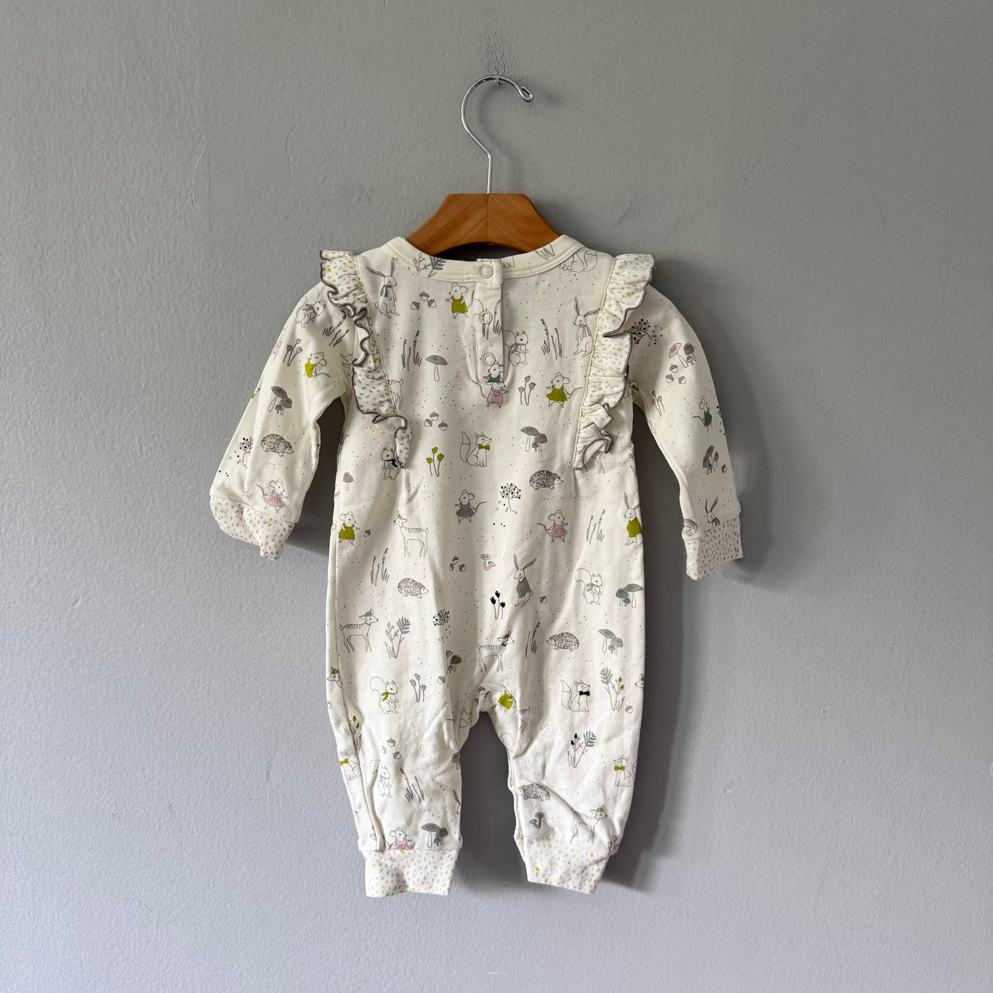 Pehr / White x animal romper / 6-12M