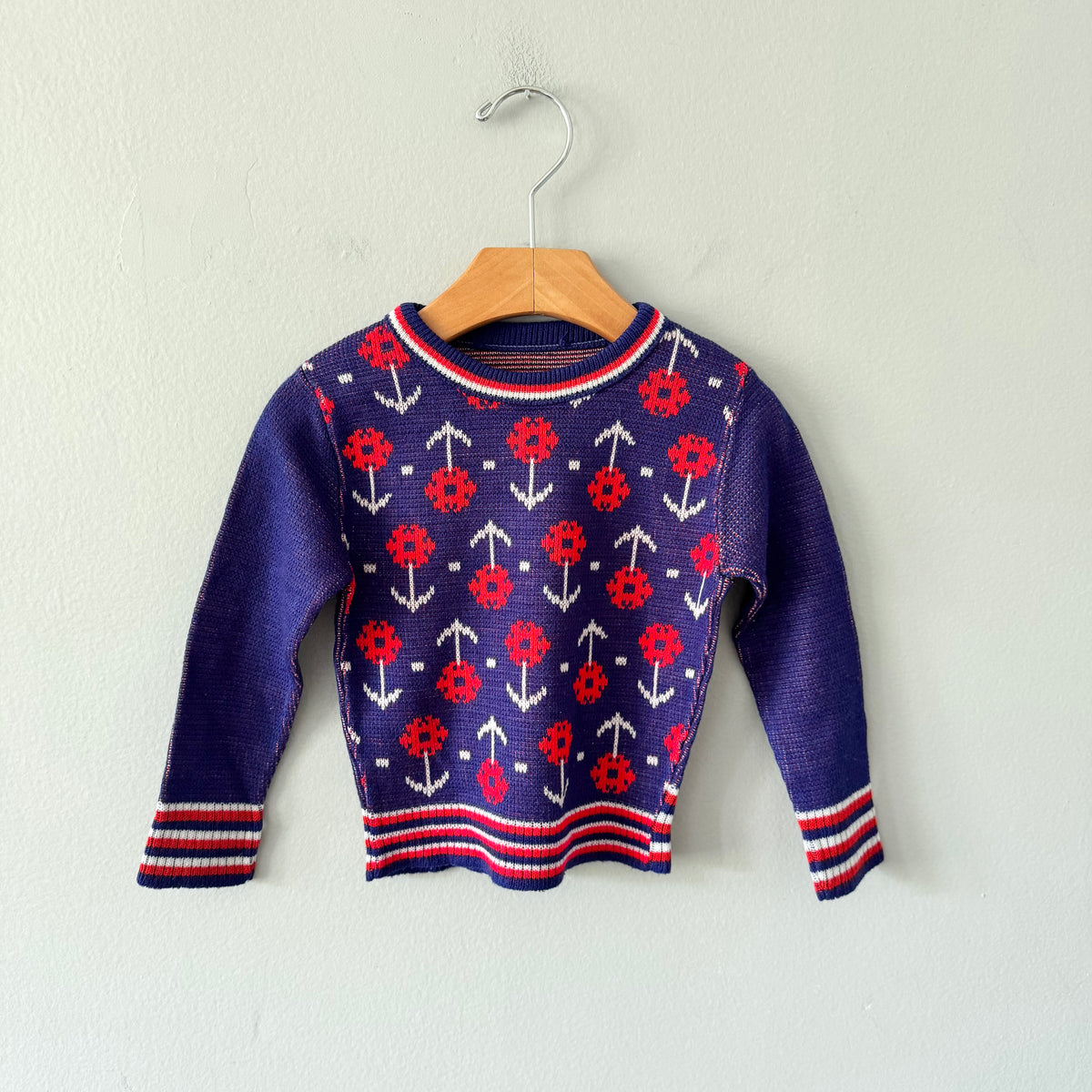 Vintage / Floral knit top / 12-18M