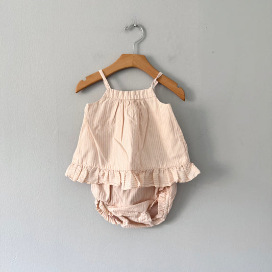 Gap / Light pink x gold glitter cami bloomer set / 12-18M
