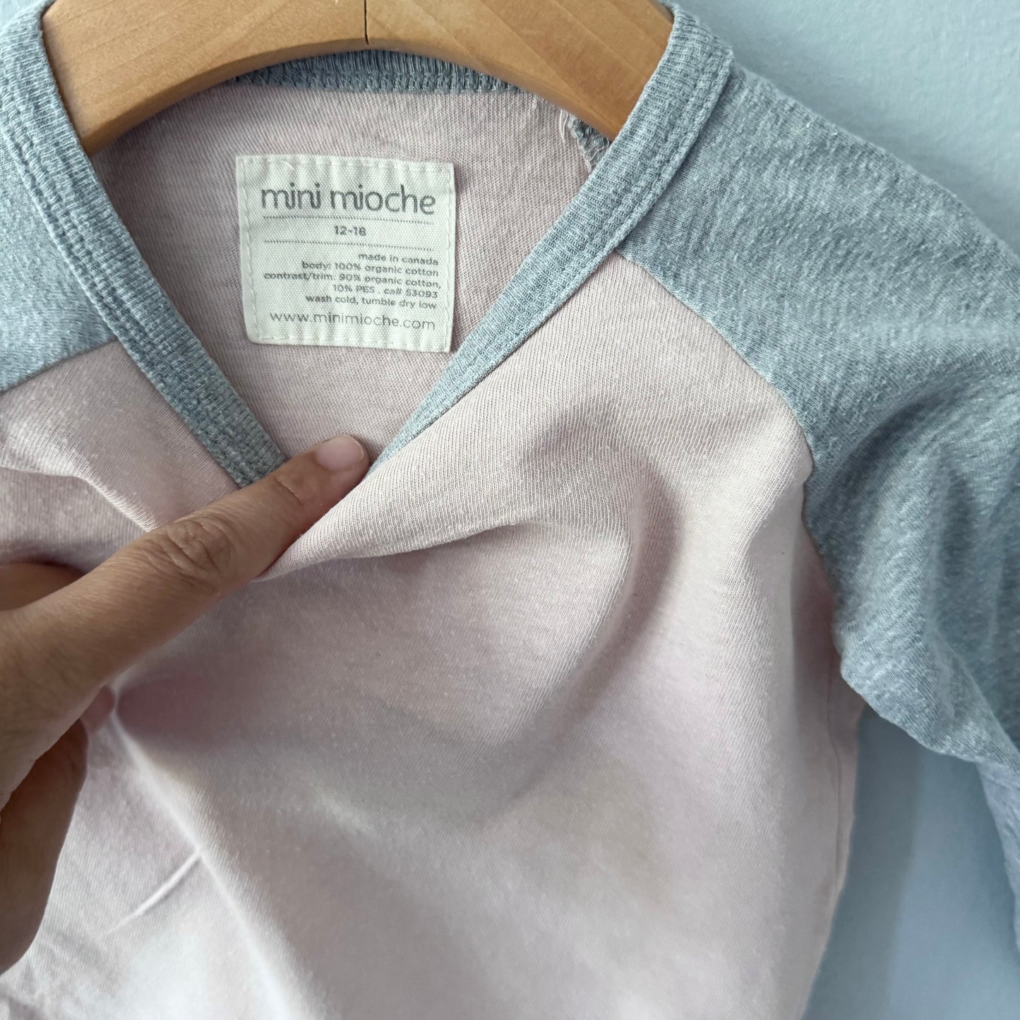 Mini mioche / Pink grey raglan long sleeve / 12-18M