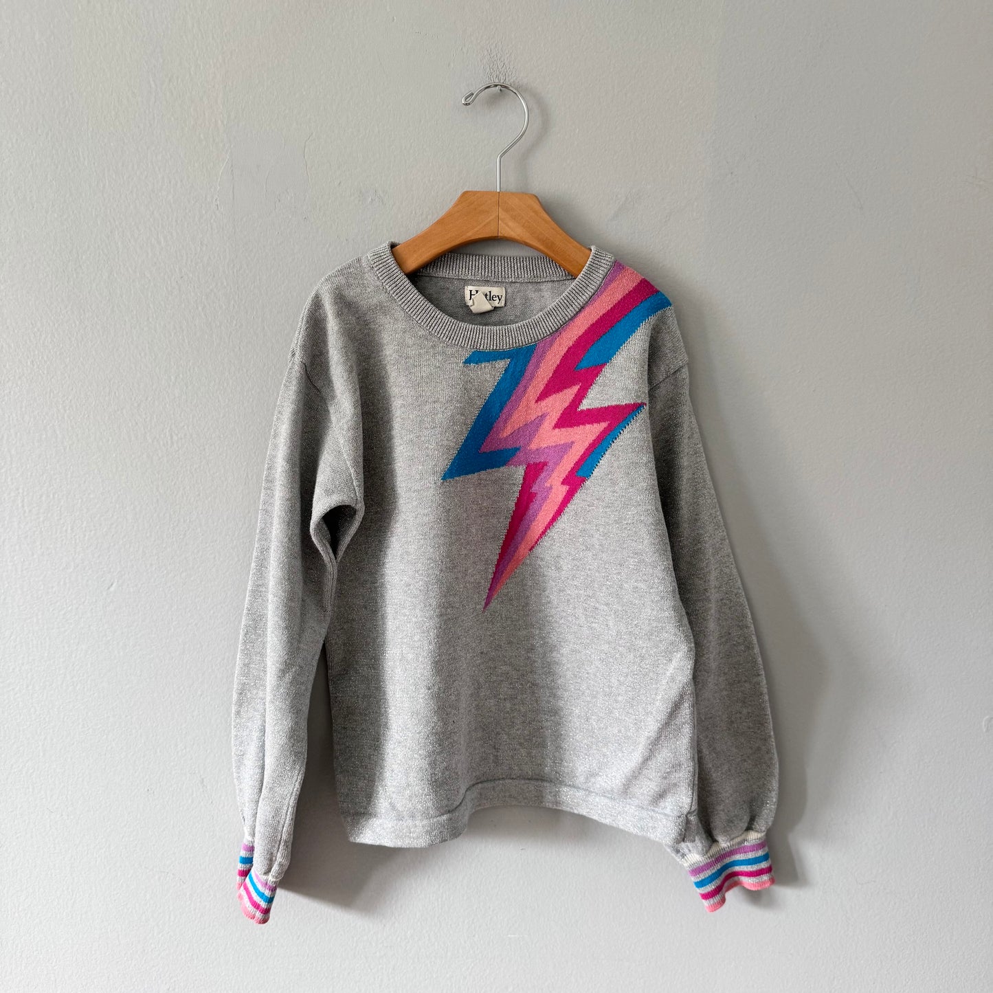 Hatley / Silver glitter cotton knit pullover / 10Y