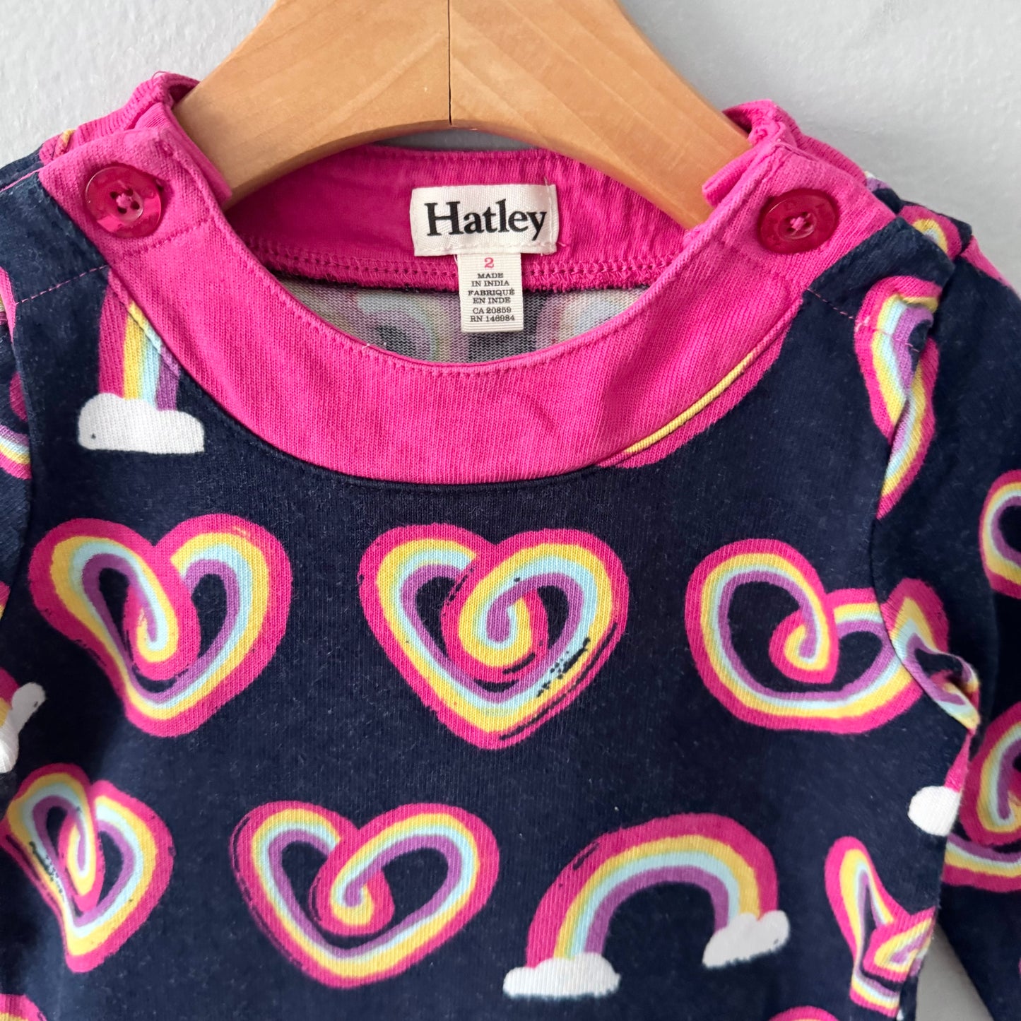 Hatley / Navy x rainbow heart dress / 2Y