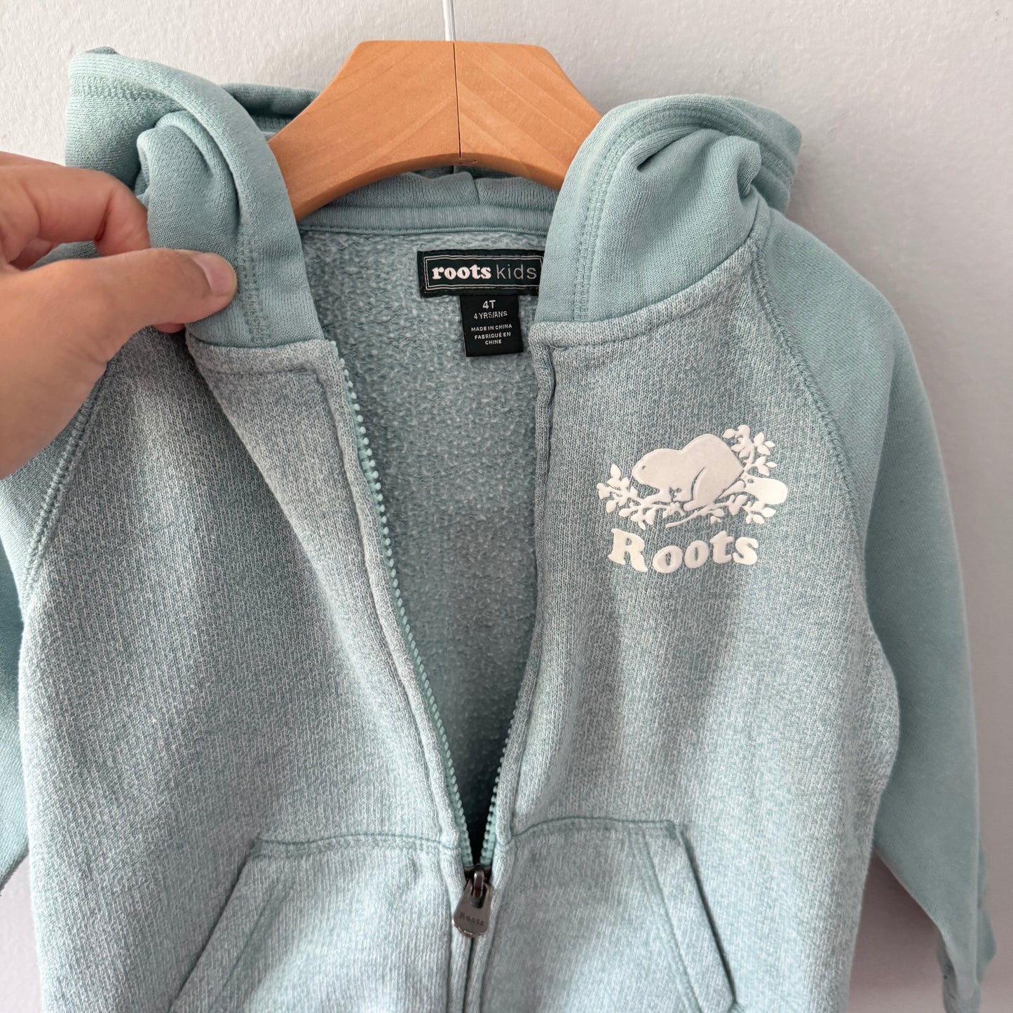 Roots / Salt and pepper x purple zip up hoodie / 4T