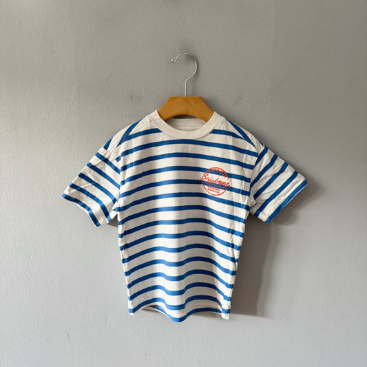 H&M / White blue stripe T-shirt / 3-4Y