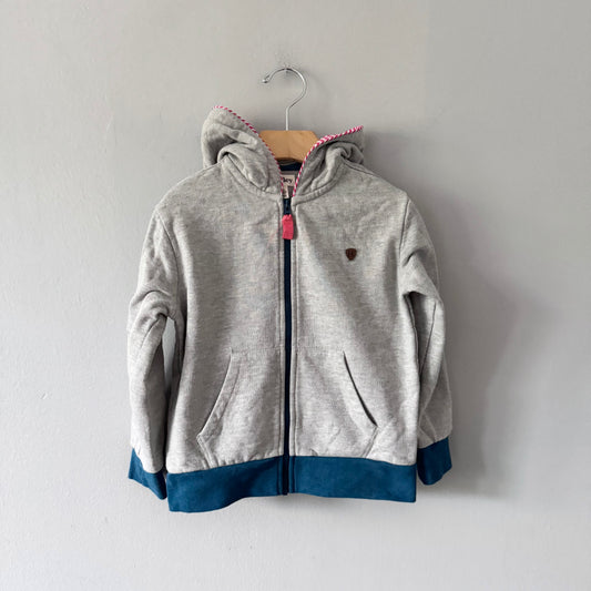 Hatley / Light grey zip up hoodie / 4Y