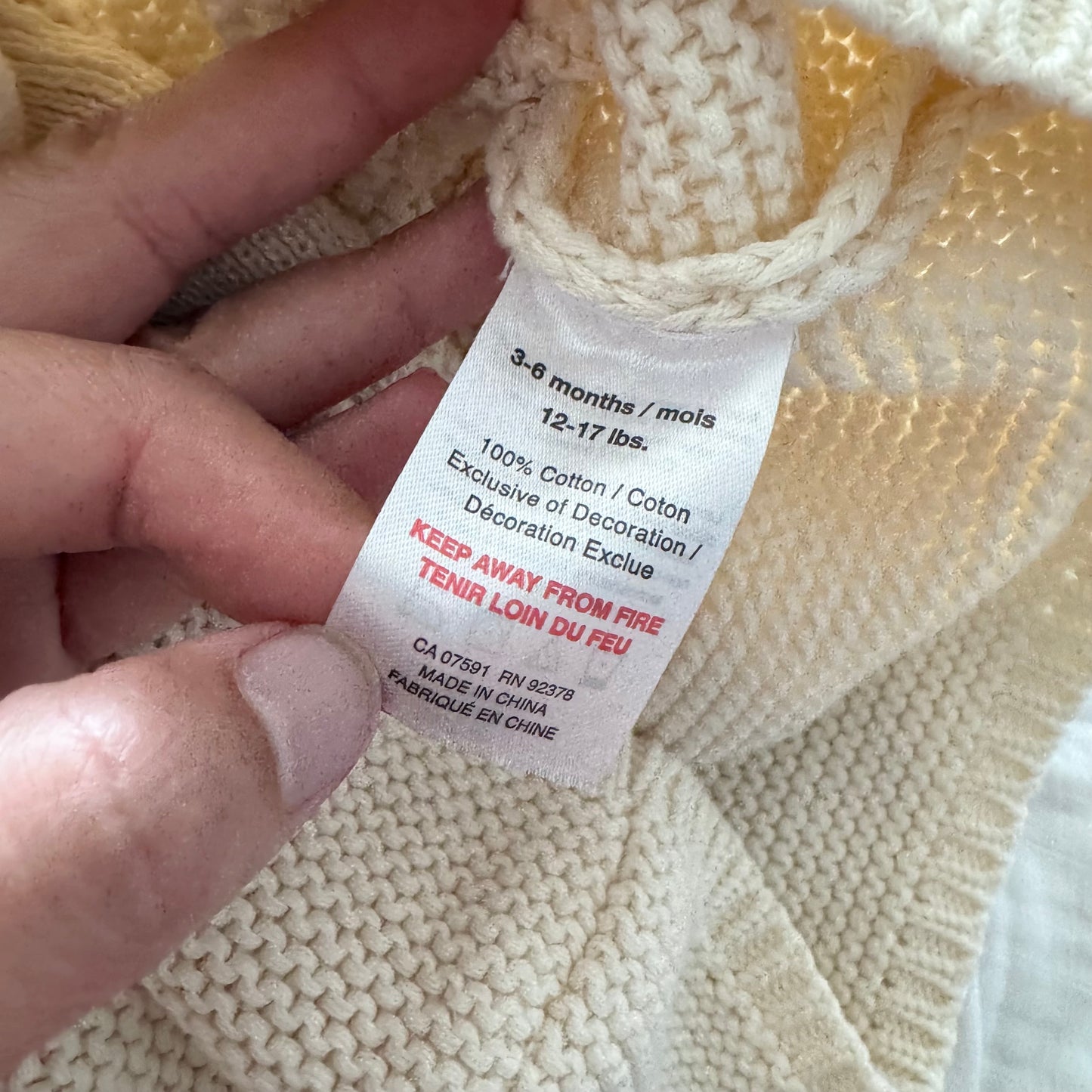 Snugabye / White cotton knit jacket / 3-6M - New with tag