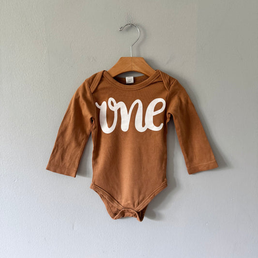 Colored Organics / Brown One onesie / 12-18M