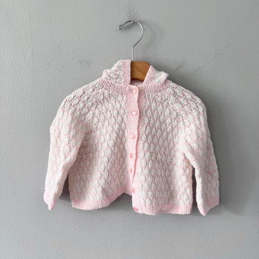 Handmade / Light pink knit cardigan / 12M