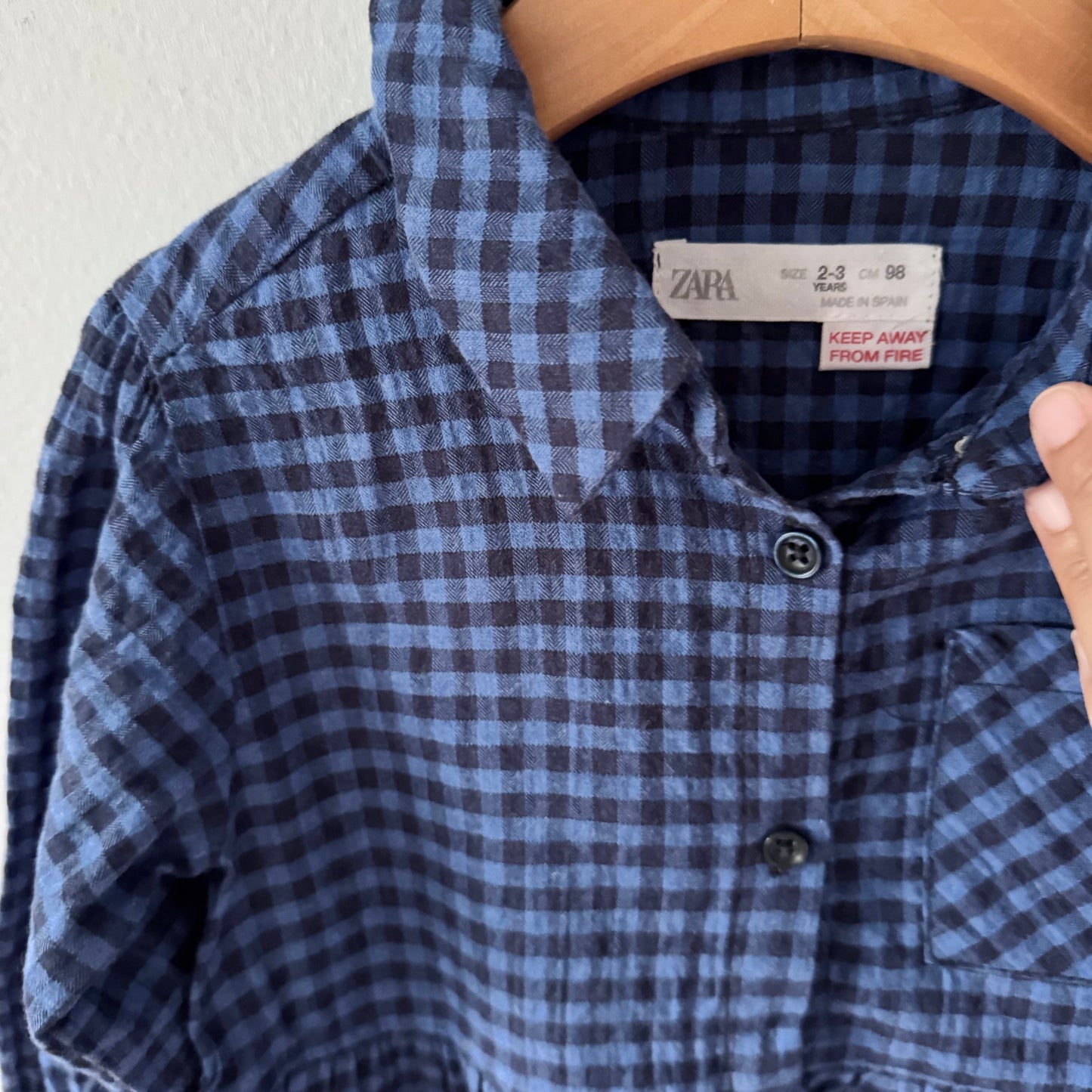 Zara / Blue plaid shirt dress / 2-3Y