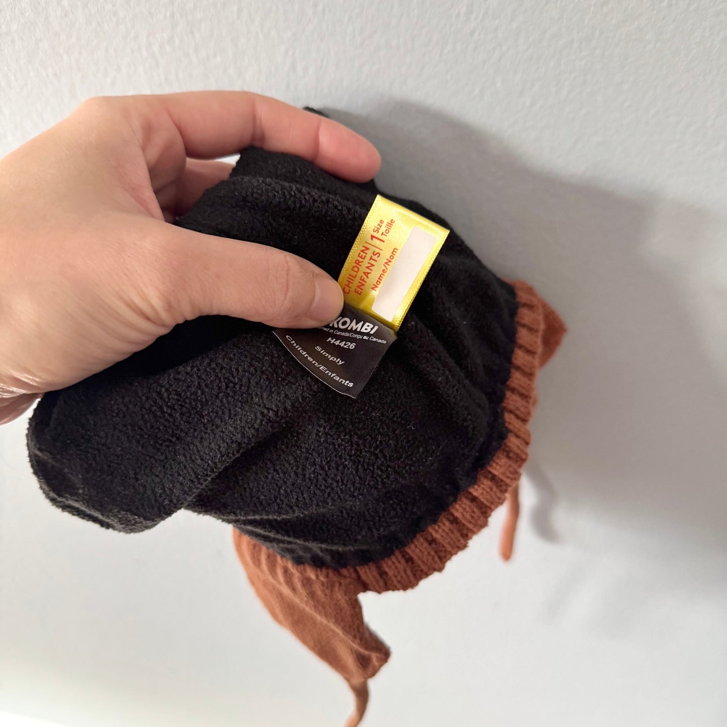 Kombi / Fleece lined knit hat - brown / 12-24M