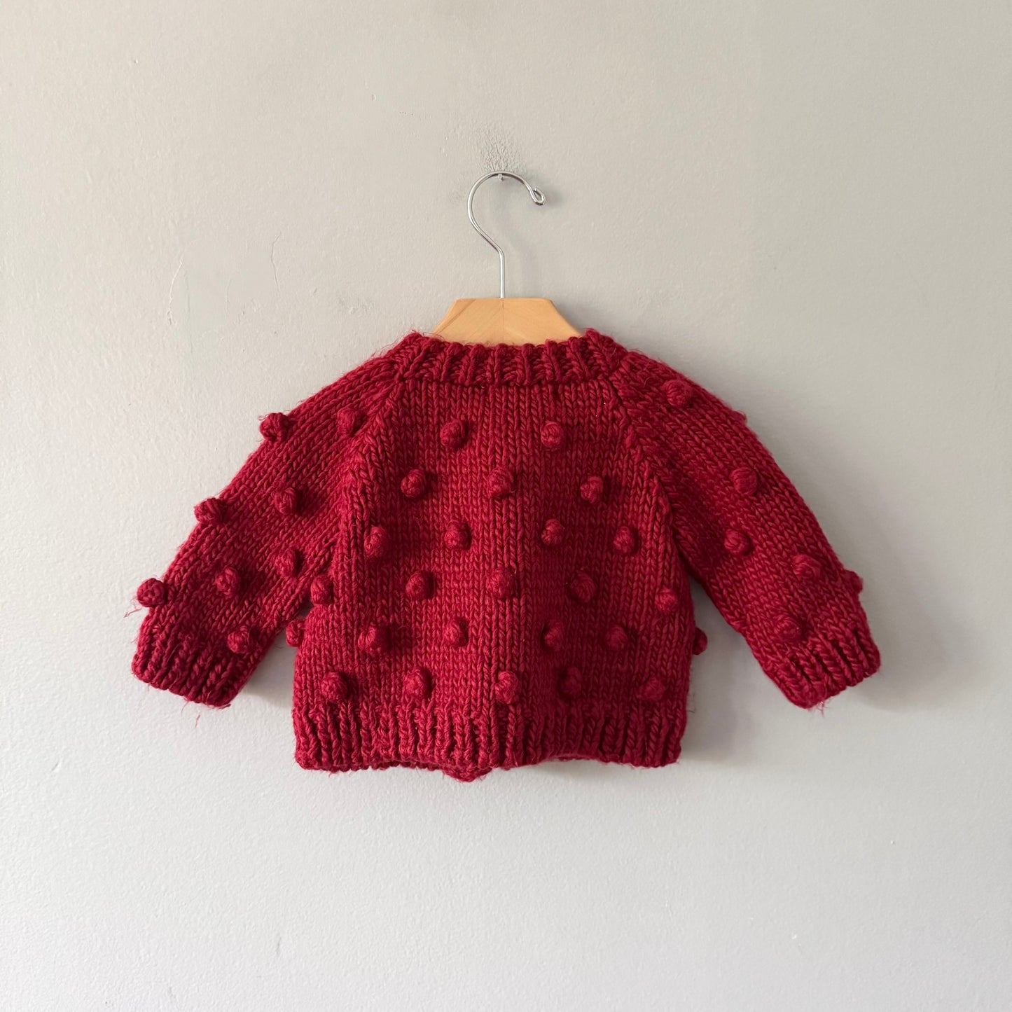 The Blueberry hill / Red bubble knit cardigan / 6-12M