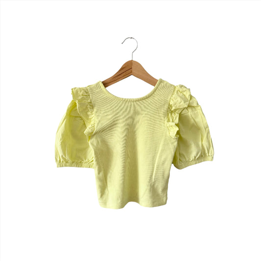 Zara / Neon yellow puff sleeve top / 6Y