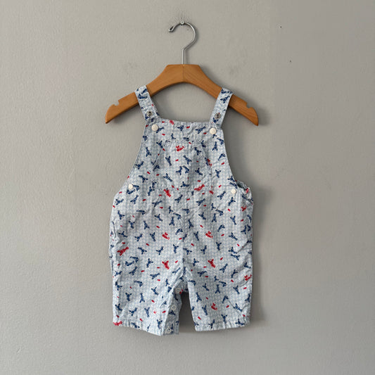 Petit Bateau / Blue x robster overall shorts / 18M
