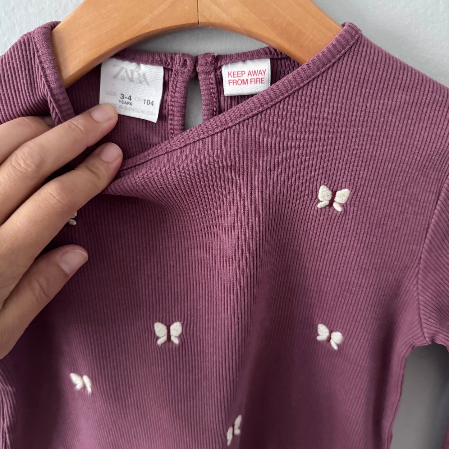 Zara / Burgundy ribbed long sleeve / 3-4Y