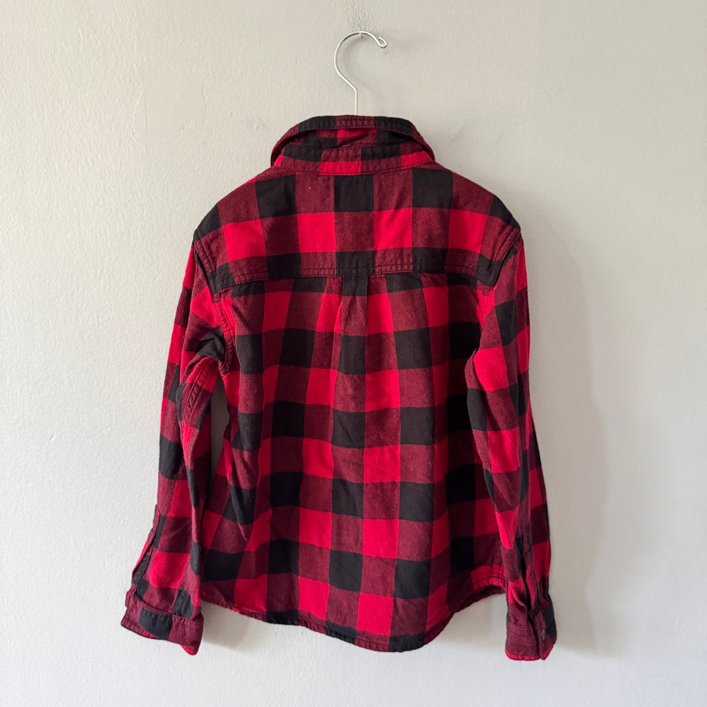 Roots / Red black plaid flannel shirt / 5-6Y