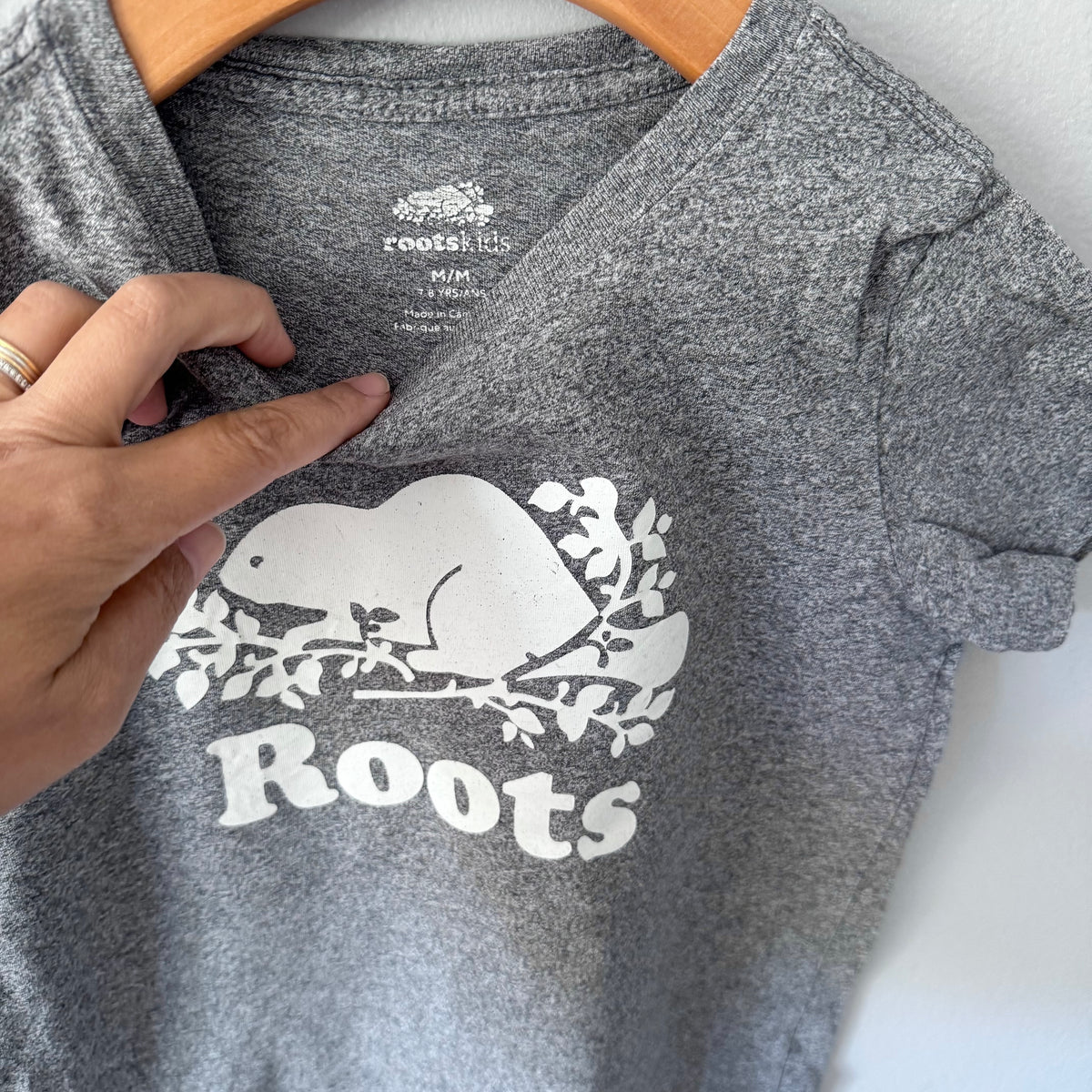 Roots / Salt and pepper T-shirt / 7-8Y