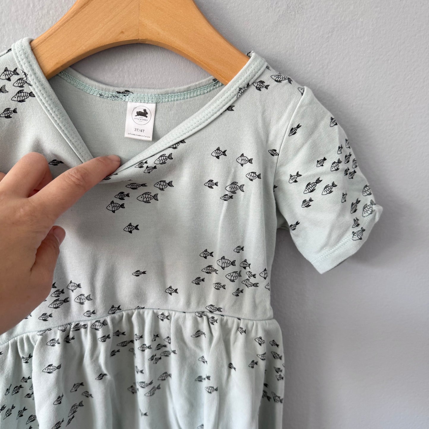 Little & Lively	/ Light blue x fish twirl dress / 3-4Y