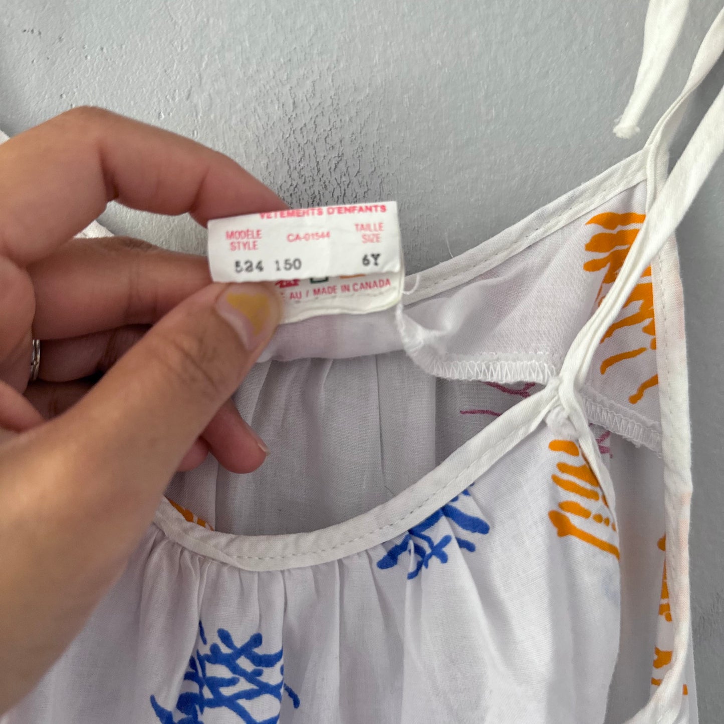 Vintage / White x blue cami dress / 6Y(Fits 7Y)