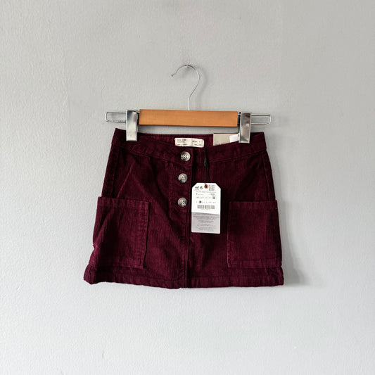 Zara / Jupe en velours côtelé bordeaux / 7 ans - Neuve avec étiquette