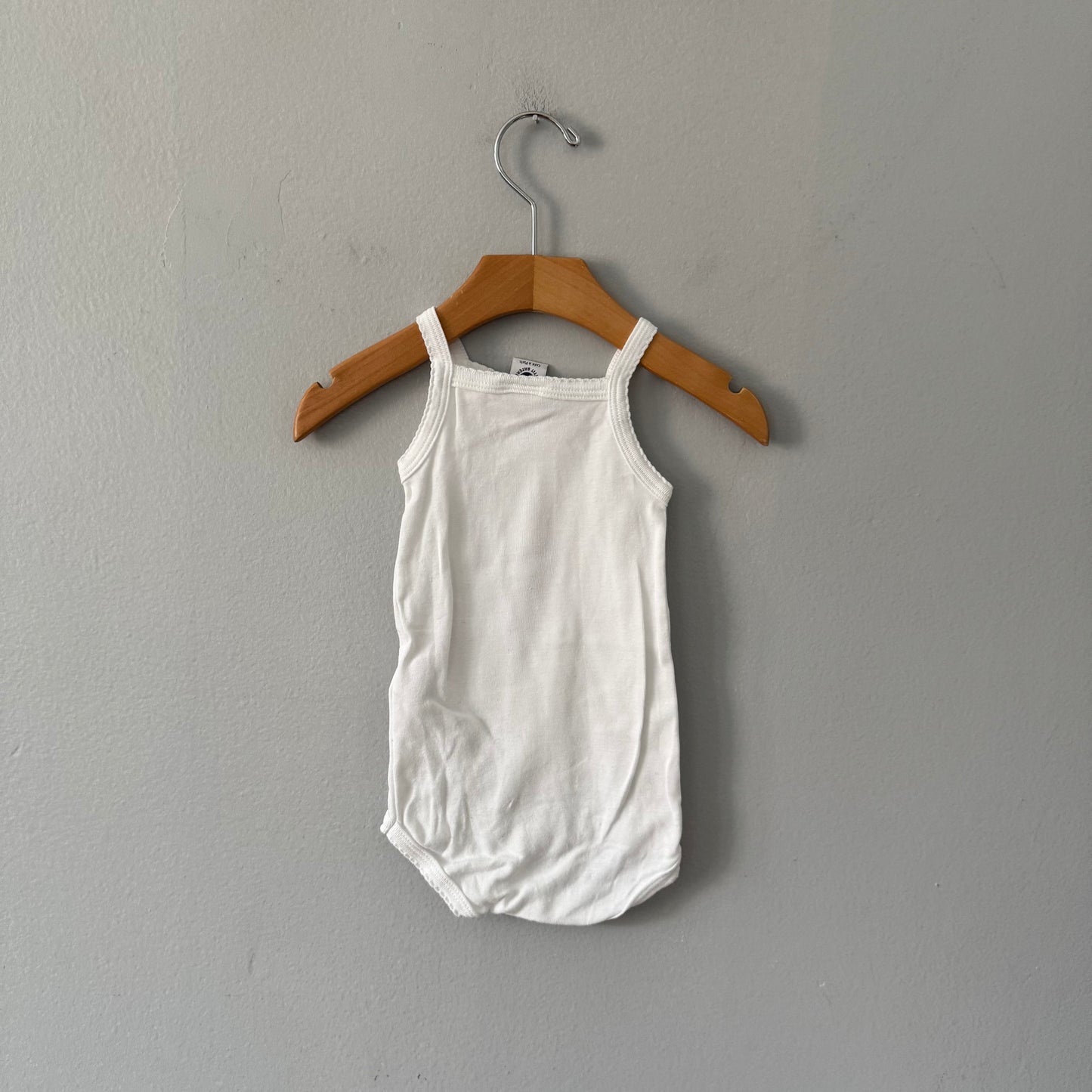 Petit Bateau / White cami onesie / 12M