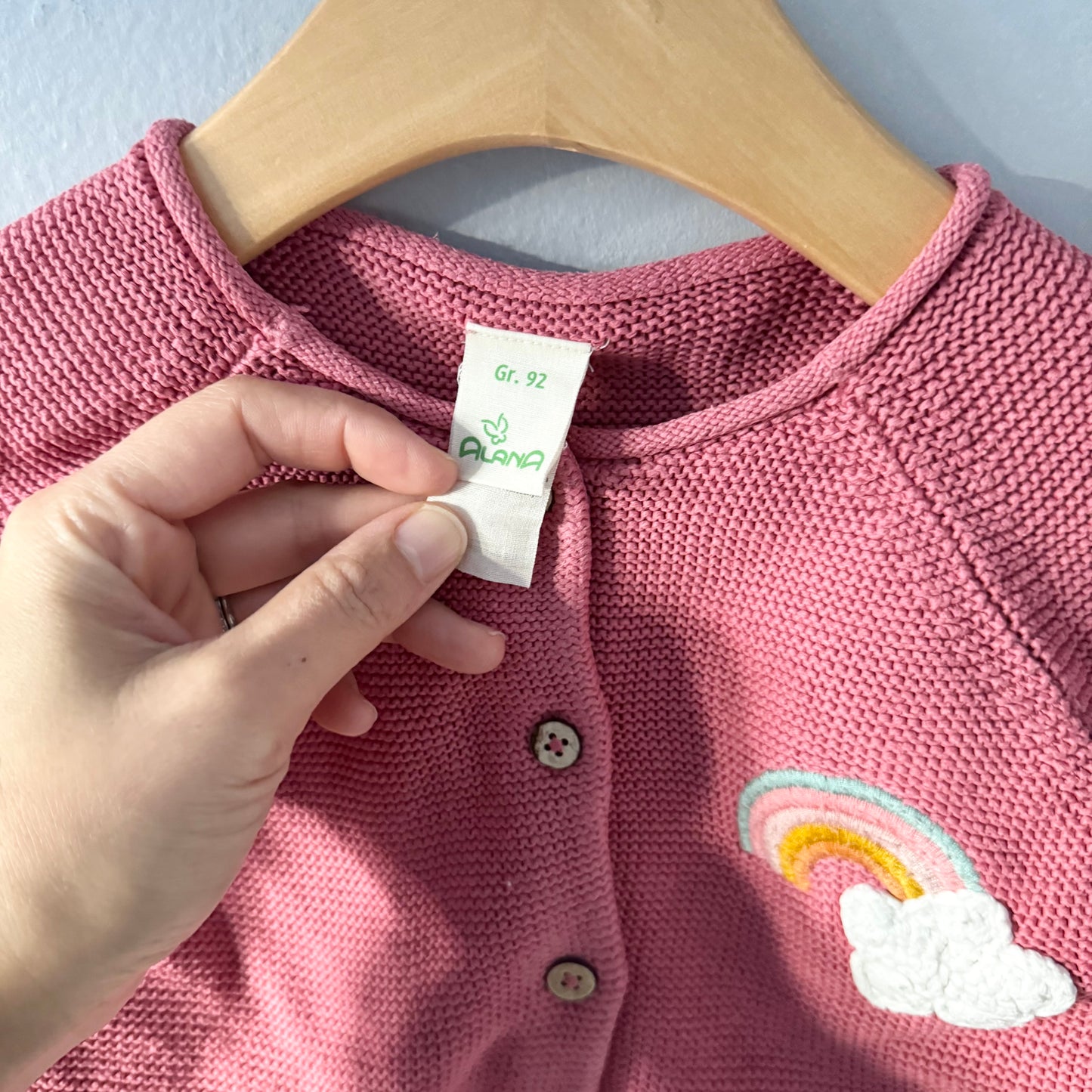 Alana / Pink red cotton knit cardigan/ 2T(92)