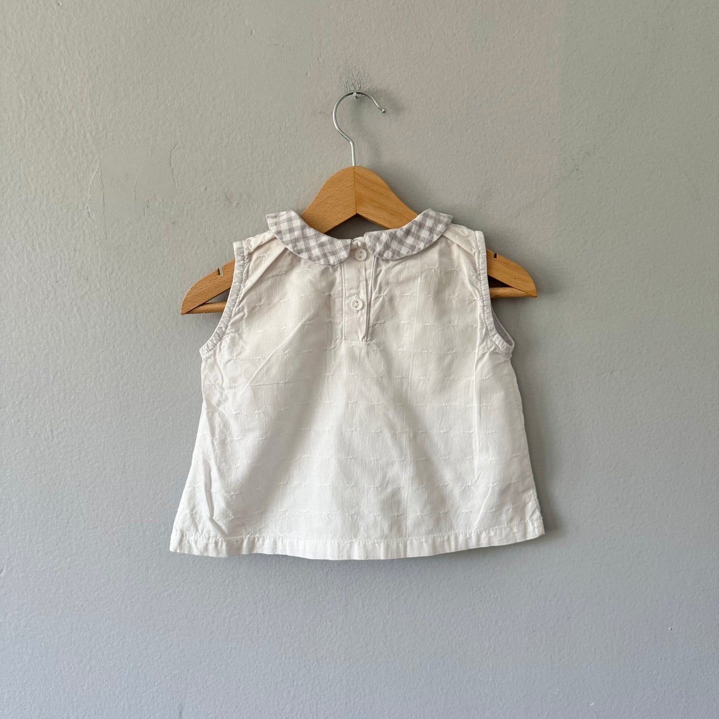 Rupert & Rosie. / White tank blouse with gingham collar / 18-24M