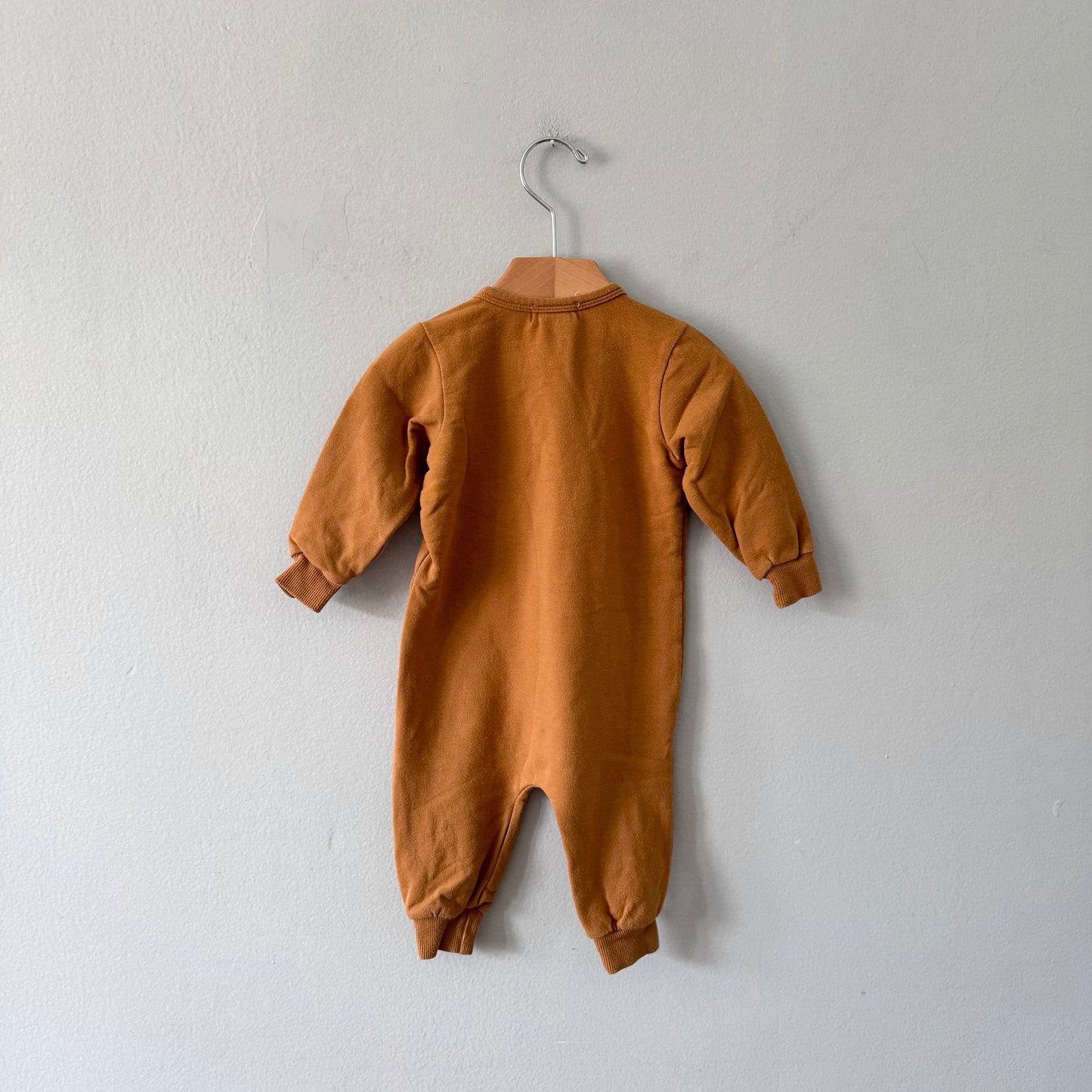 Miles the label / Camel brown sweatshirt romper / 6M