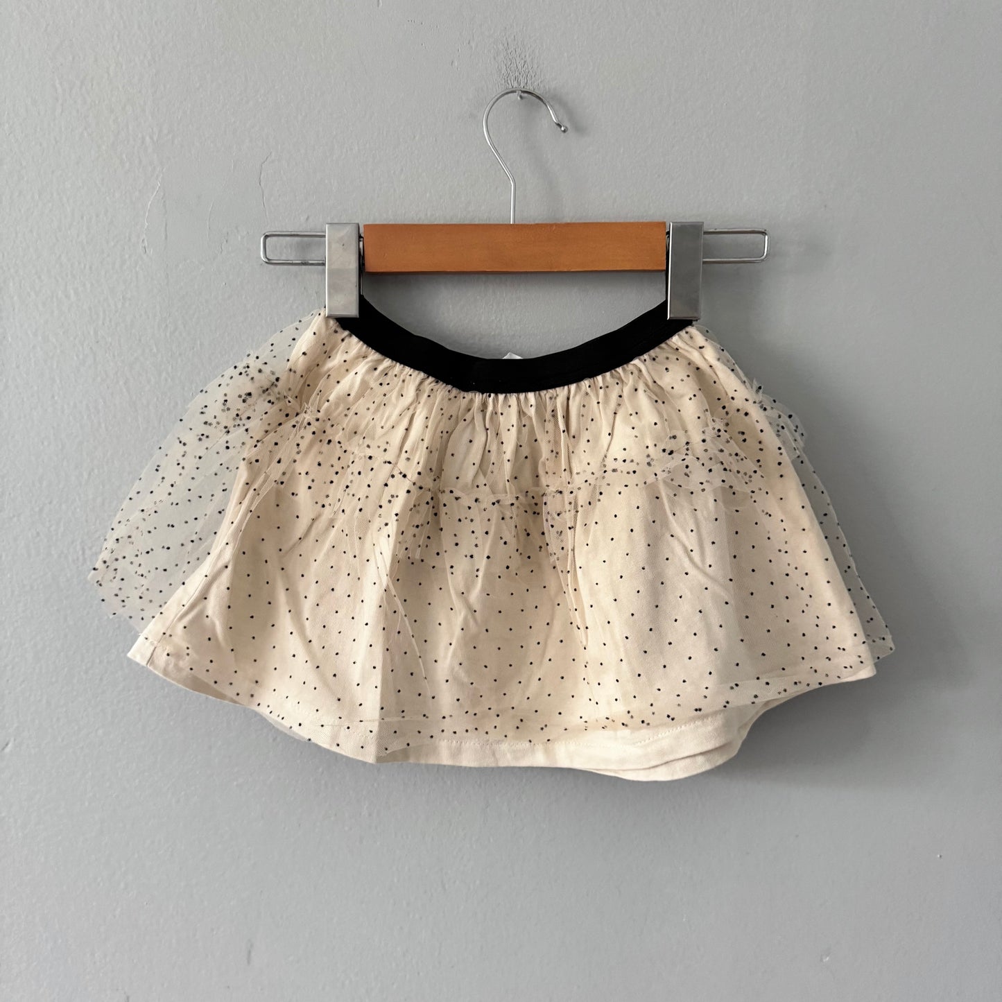 Zara / Ivory x black dots skirt / 4-5Y