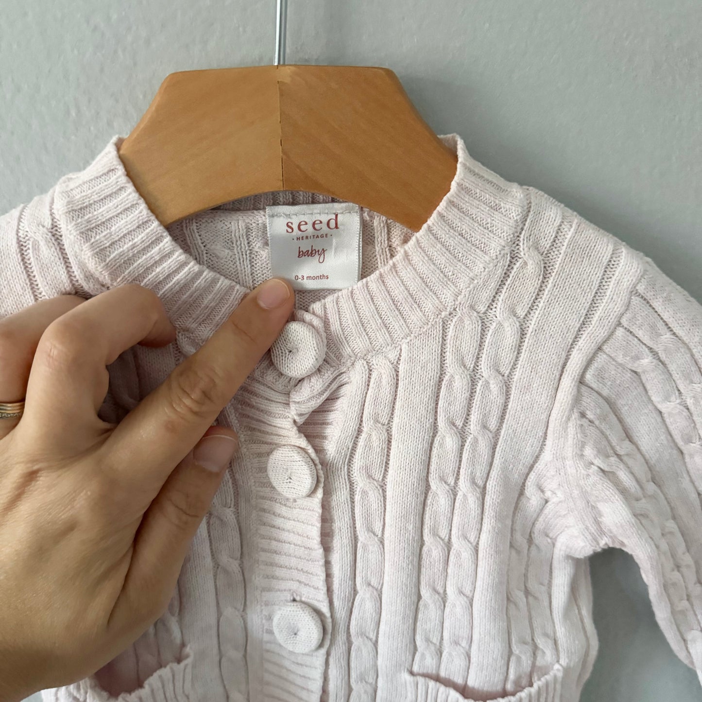 Seed / Light pink cable cardigan / 0-3M