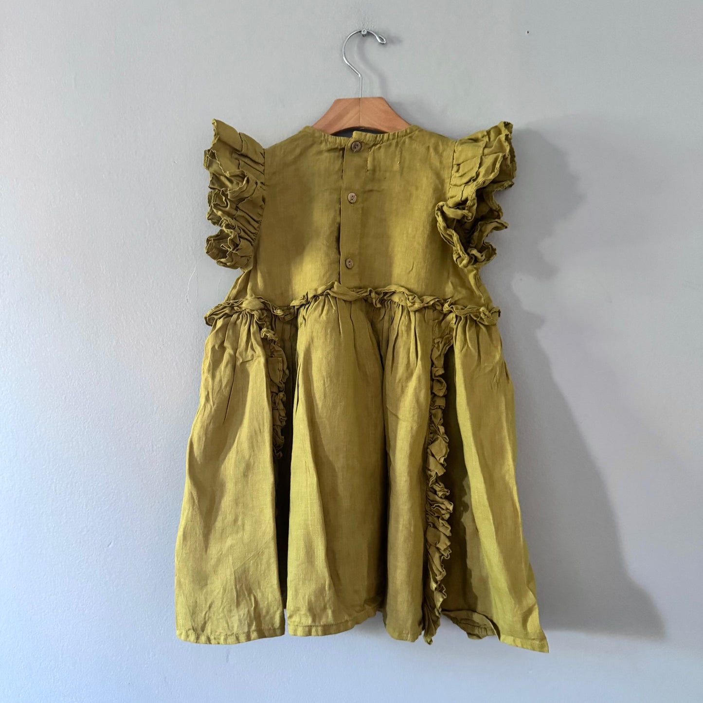 Yellowpelota / Mustard linen dress / 4Y
