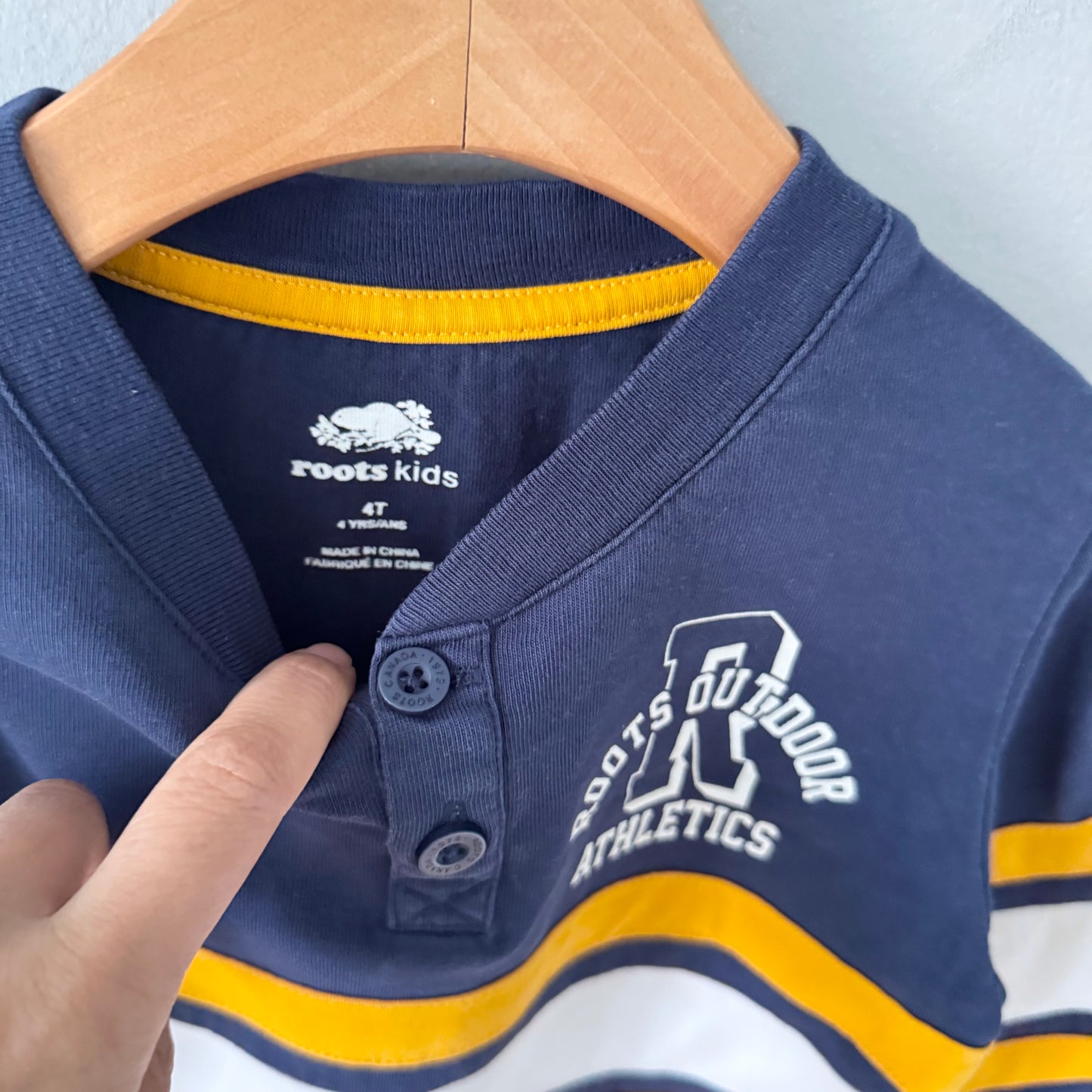 Roots / Navy yellow stripe long sleeve / 4T