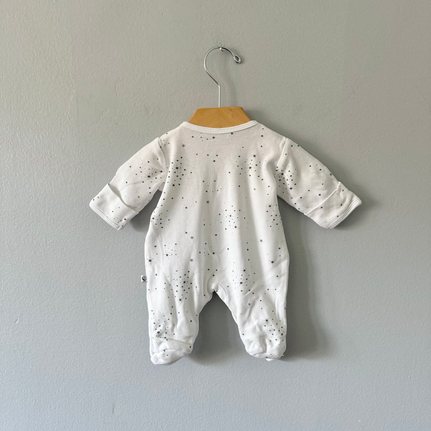 Petit Lem / White x star long sleeve romper / NB