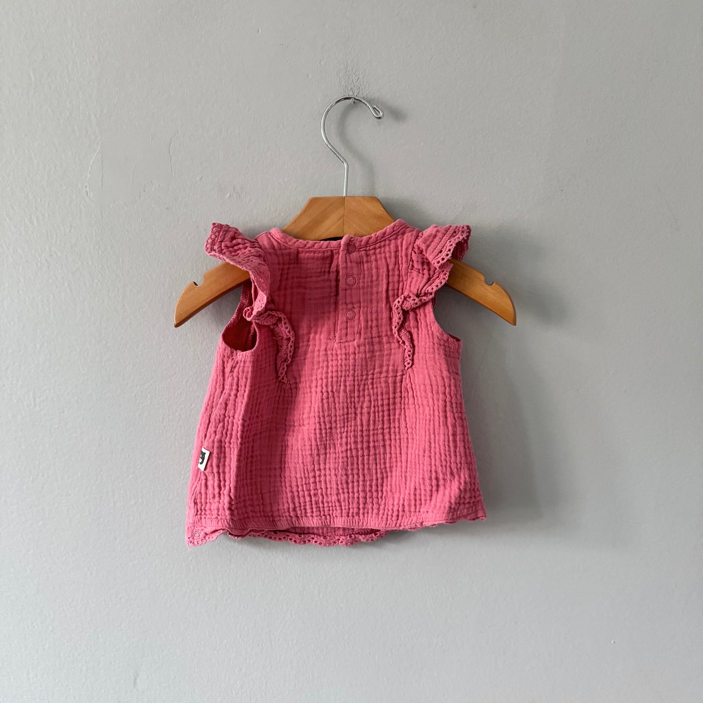 Lapin + Ours / Débardeur en mousseline rose / 3-6M