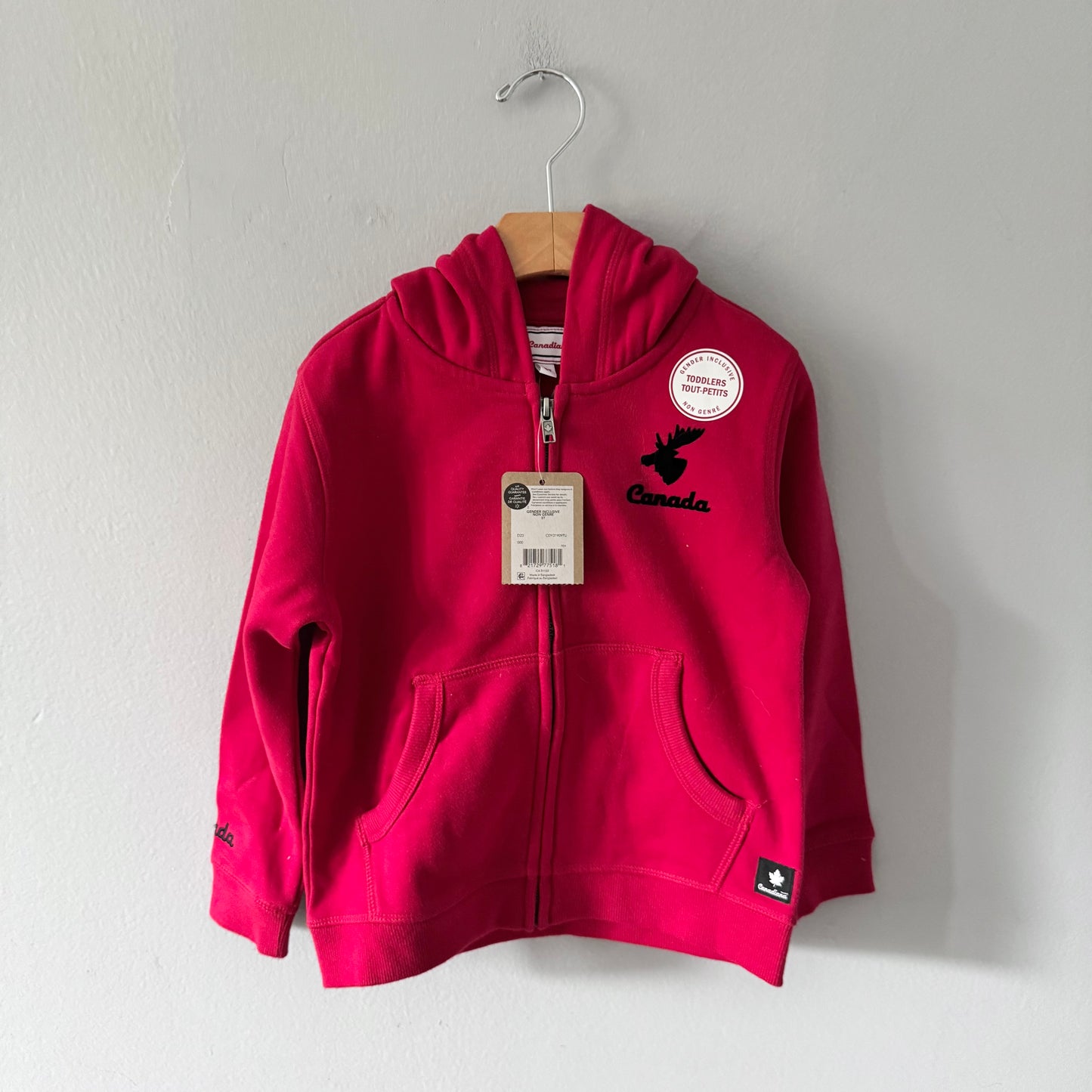 Canadiana / Red zip up hoodie / 5T - New with tag