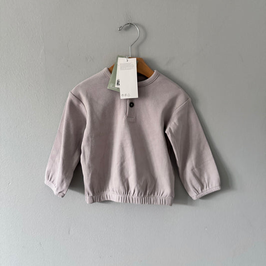 H&M / T-shirt côtelé à manches longues gris clair / 12-18 mois - Neuf avec étiquette
