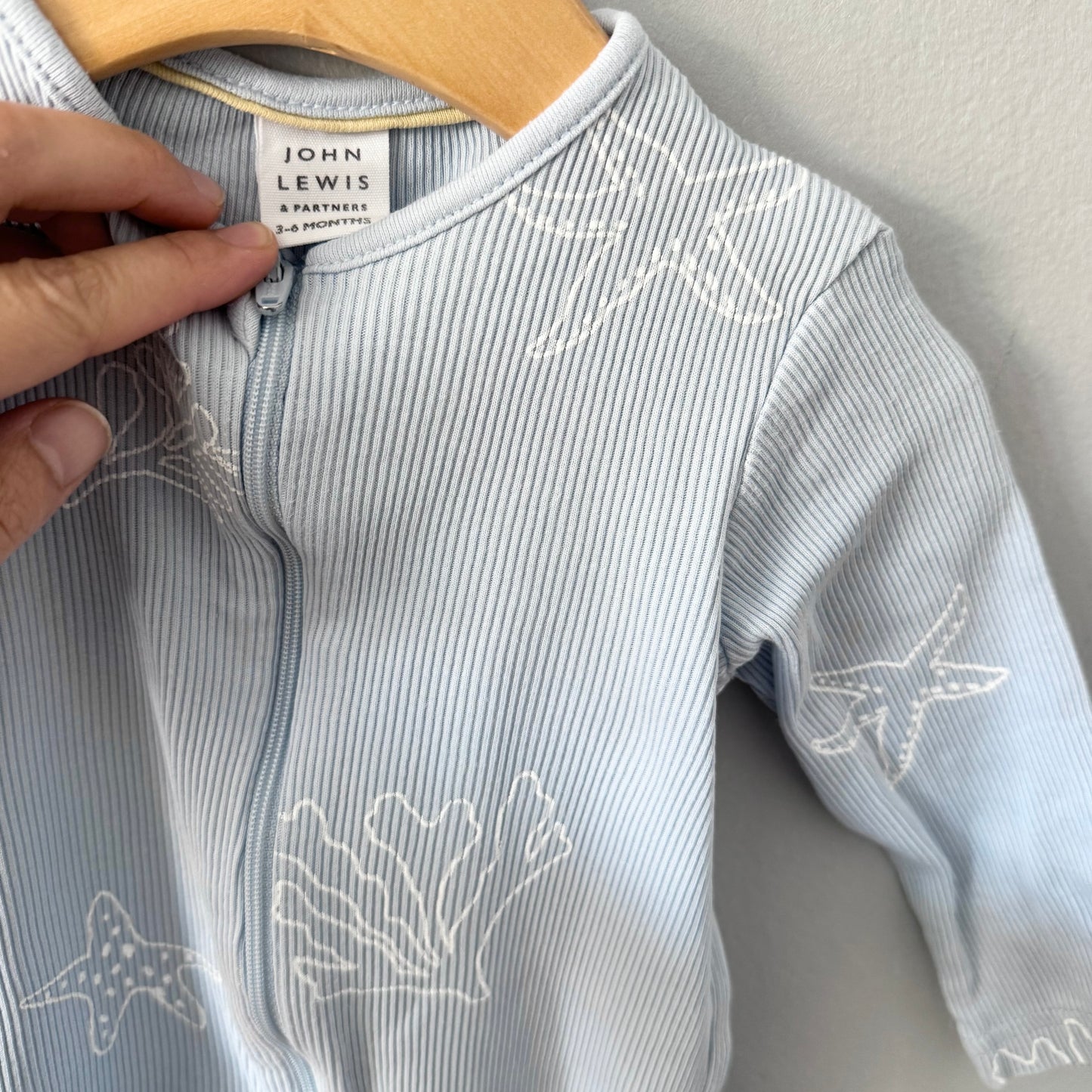 John Lewis / Light blue romper / 3-6M