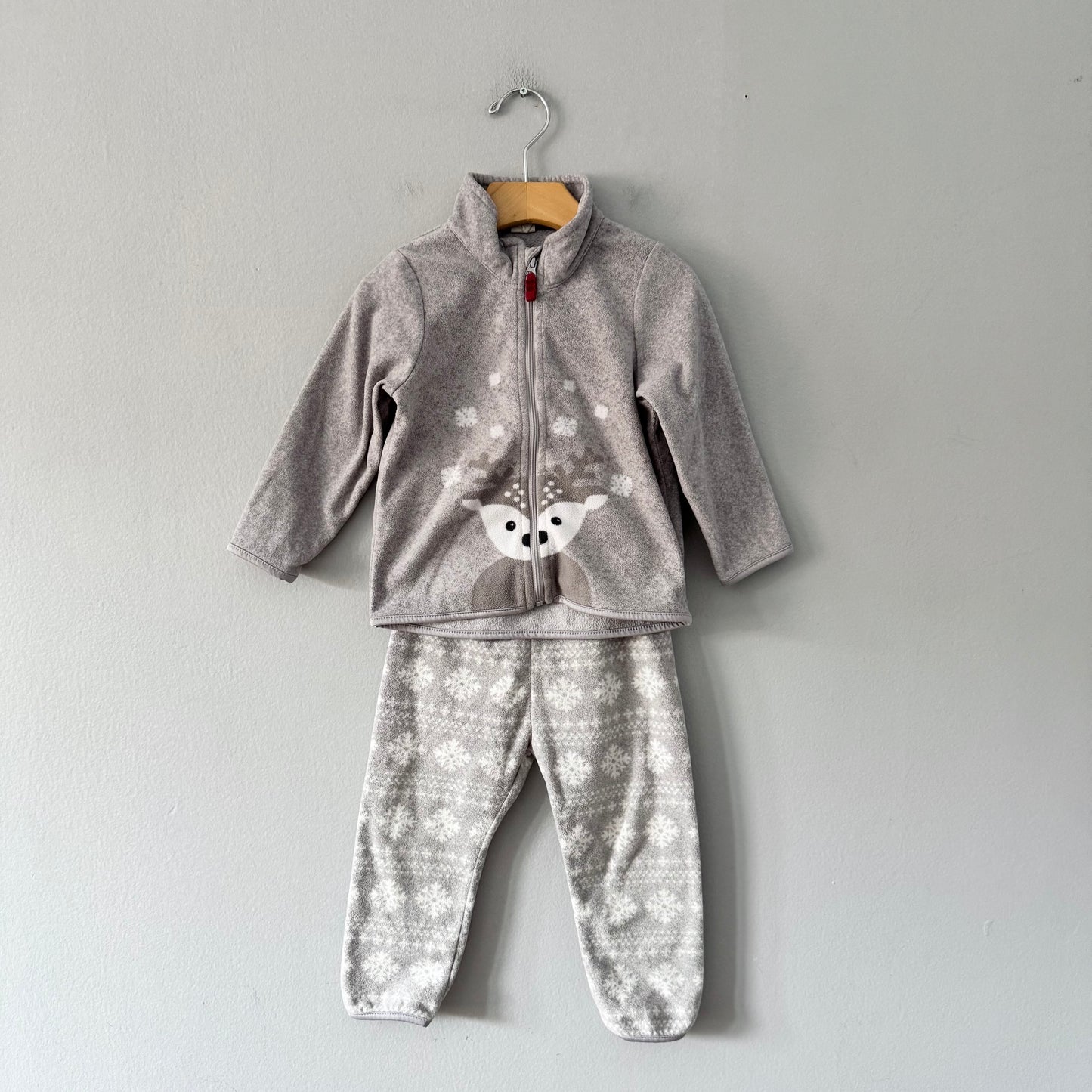 H&M / Ensemble veste polaire et pantalon gris clair / 12-18M