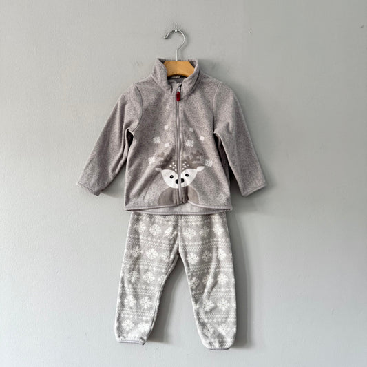 H&M / Light grey fleece jacket & pants set / 12-18M