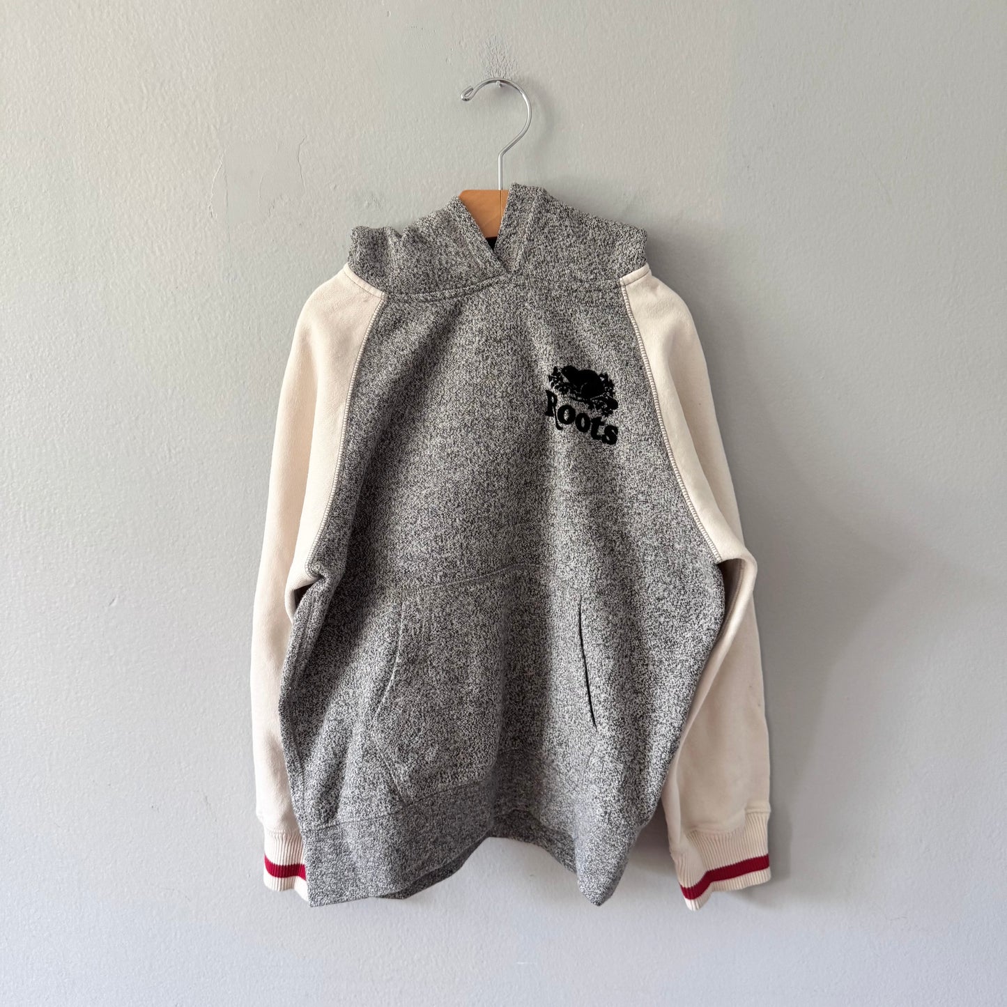 Roots / White x salt and pepper hoodie / 7-8Y