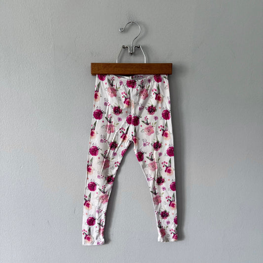 Vi & Vax	/ White x pink floral leggings / 2-3Y