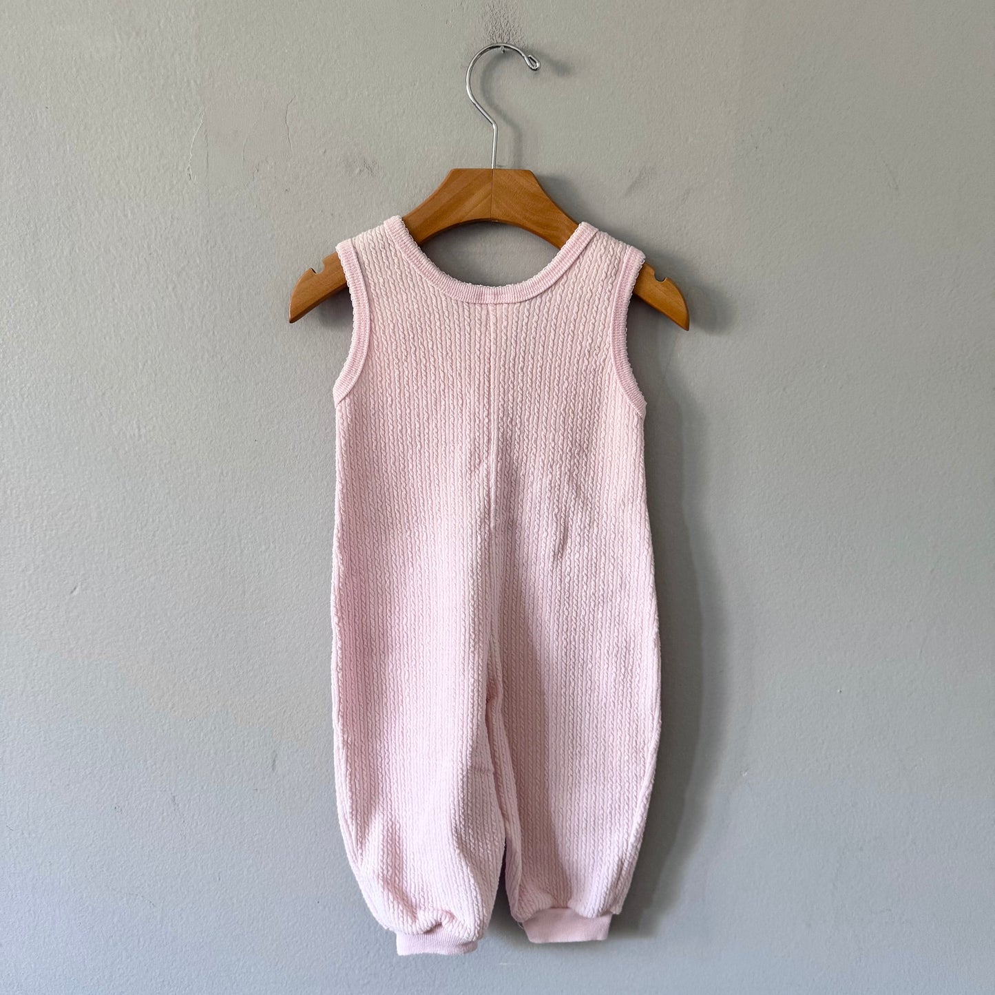 Vintage Buster Brown / Pink tank romper / 12M
