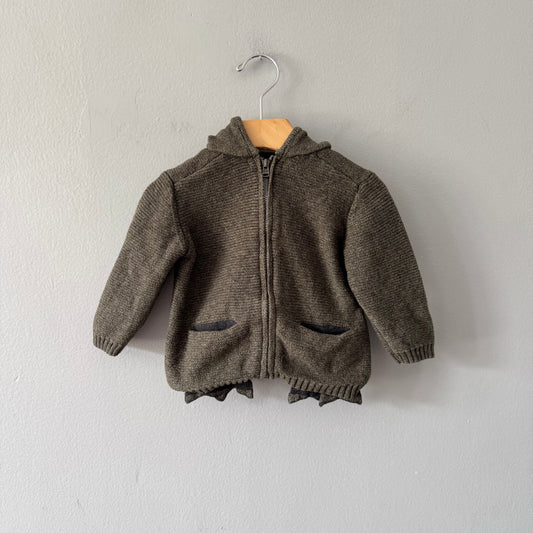 Zara / Dark green knit zip up / 12-18M