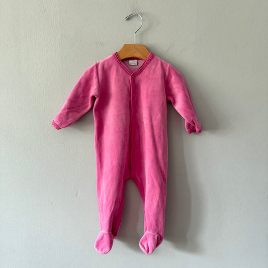 Petit Bateau / Pink velour long sleeve romper / 12M