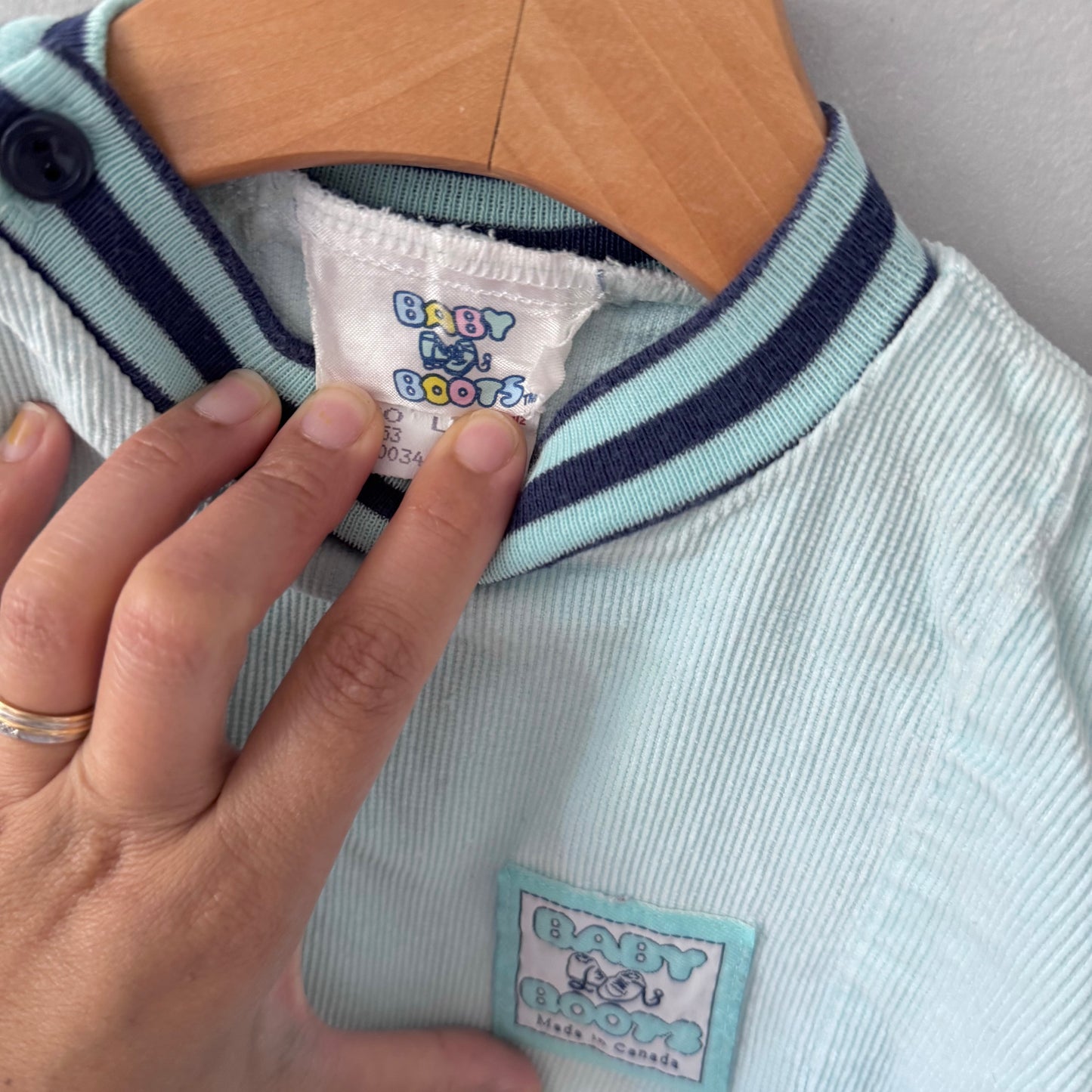 Vintage / Blue corduroy romper / 12M