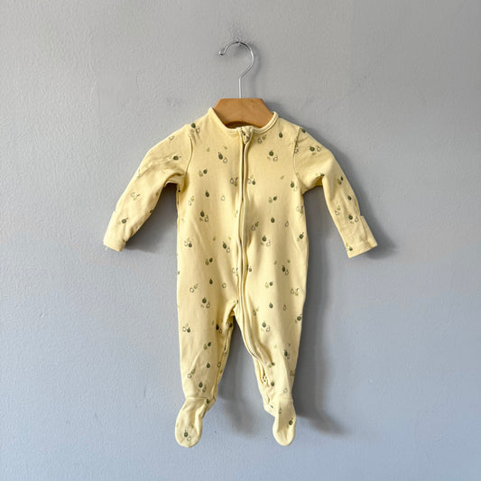 John Lewis / Yellow x olive romper / 3-6M