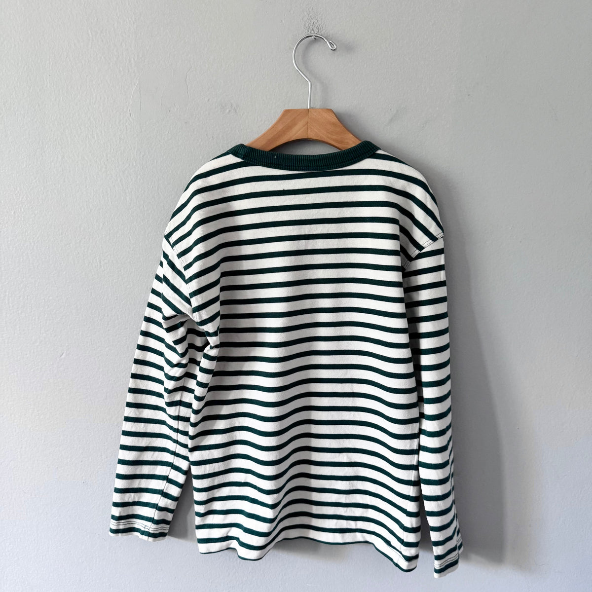 H&M / Green white stripe shirt / 8-10Y